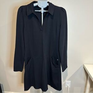 Lilly Pulitzer Luxletic Brickell Dress UPF 50+ Black Collared Pockets Size L